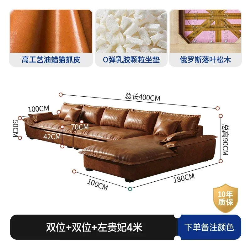 Large Size Leather Living Room Sofas Love Seat Nordic Modern Minimalist Living Room Sofas Relaxing Sillon Cama Trendy Furniture