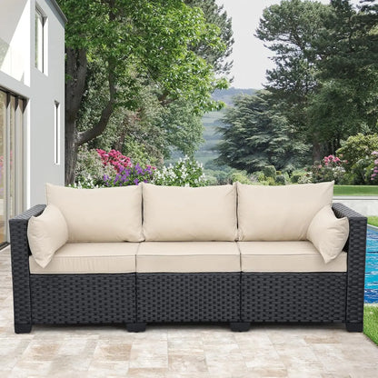 Patio Furniture 3-seat Sofa Wicker Outdoor Furniture Outdoor Couch Deep Seat Hight Backrest Waterproof Cover, Customized