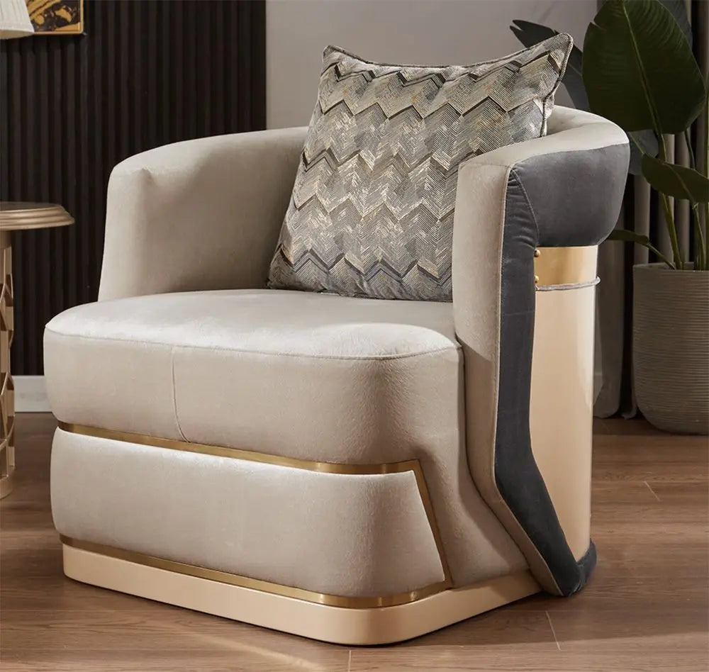 Ensemble de canapé de salon rembourré en velours, moderne et luxueux, ceinture en acier inoxydable, bouton de décoration, maison, Villa