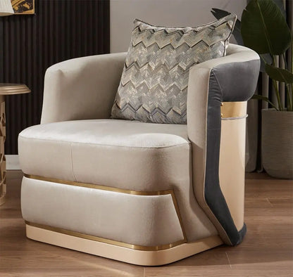 Ensemble de canapé de salon rembourré en velours, moderne et luxueux, ceinture en acier inoxydable, bouton de décoration, maison, Villa