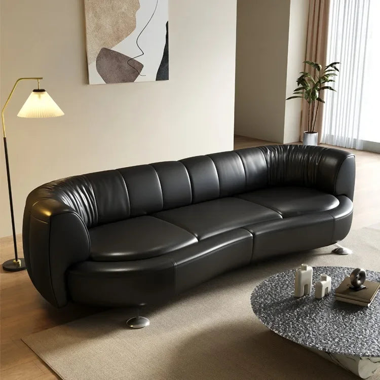 Nordic, light luxury, rotating, mobile slide rail backrest sofa combination, small apartment, living room, special-shaped black