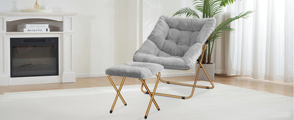 Comfy Saucer Chair, Foldable Living Room Chairs, Soft Faux Fur Lounge Chair For Bedroom, Reading Chairs For Adults