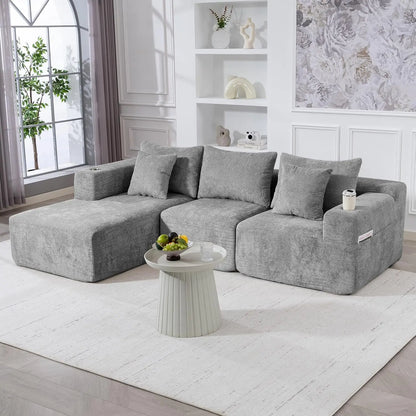Sectional Sofa with L-Shape Chaise, 102" Cloud Sectional Couch with Deep Seat, 3 Seat Modular Sofa Memory Foam