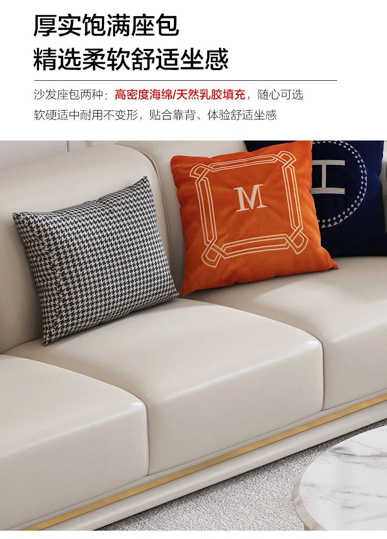 Hong Kong-style light luxury leather s ofa high-end leather sofa villa large apartment corner sofa combination so fa