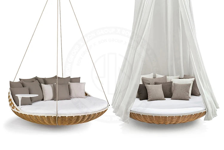 High Quality Wholesale Outdoor Garden Furniture Single Seating Tree Reclining Rattan Chairs Hammock Swing Egg Patio Chair