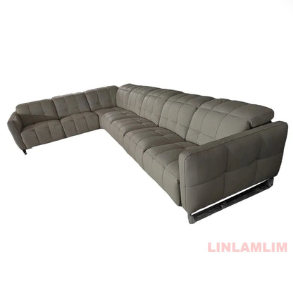 Italian Minimalist Designer Model Upgraded Version High-Back Lawrence Ultra-Fiber , Straight-Line Leather Art Sofa F