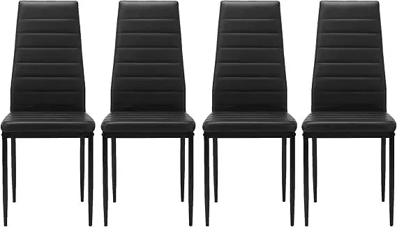 White Modern PU Dining Chairs Set of 4 - Waterproof Fabric, Silver Chrome Legs, Compact Design for Kitchen and Dining Area