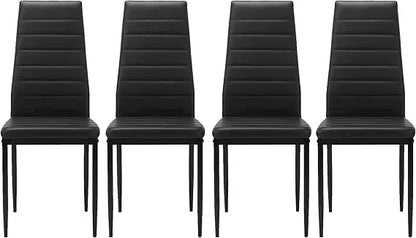 White Modern PU Dining Chairs Set of 4 - Waterproof Fabric, Silver Chrome Legs, Compact Design for Kitchen and Dining Area