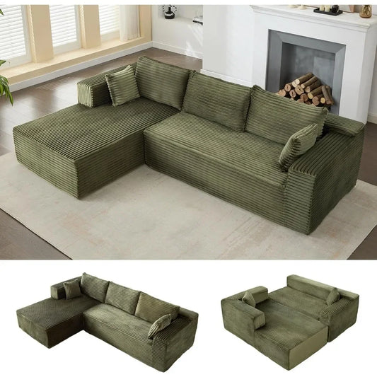 110" Modular Sectional Sofa with L-Shape Chaise, Boneless Cloud Couch with Deep Seat, Sponge Compression Sofas No Assembly