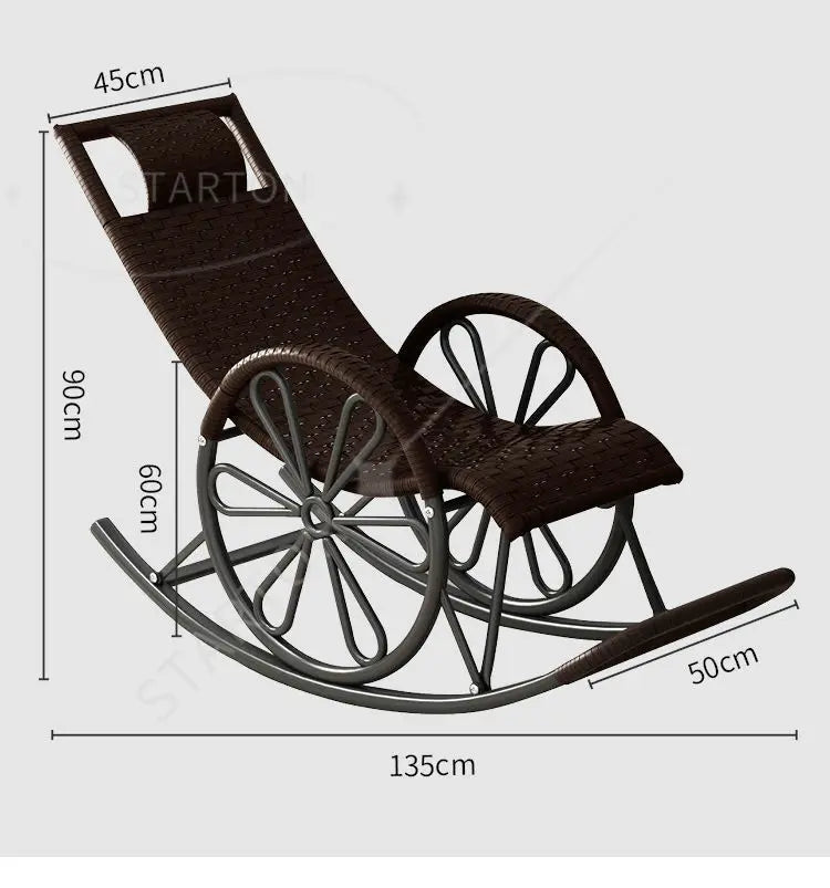 Hot Chair with Cushion and Floor Mat Ergonomic Wicker Recliner Lounge Chair for Patio Balcony Living Room