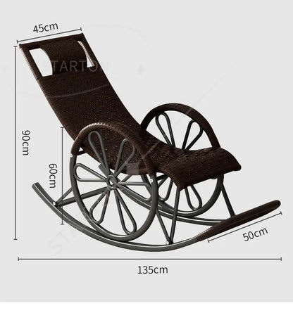 Hot Chair with Cushion and Floor Mat Ergonomic Wicker Recliner Lounge Chair for Patio Balcony Living Room