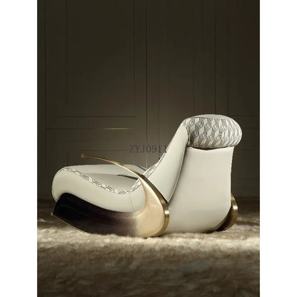 Modern Italian light luxury leather leisure chair living room single sofa rocking chair