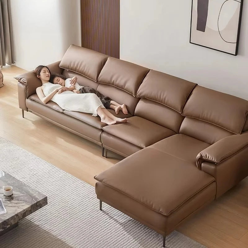 Fabric Sofa Set Living Room Furniture Modern Brown Color Leather Sofa