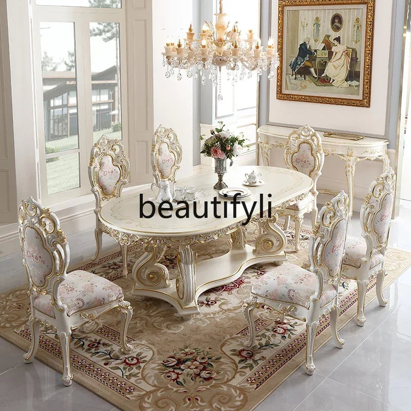 ssK178 A55 Palace French Rococo dining table and chair combination 1.9M European-style villa classical dining table luxury custo