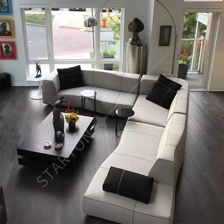 New Modern Italian Fabric L Shape Sofa Living Room Modular Corner Sofa ...