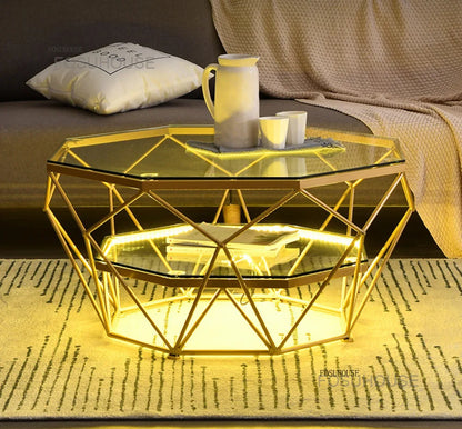 Nordic Glass Living Room Coffee Tables Light Luxury Modern Toughened Glass Bedroom Corner Table Iron Coffee Table Home Furniture