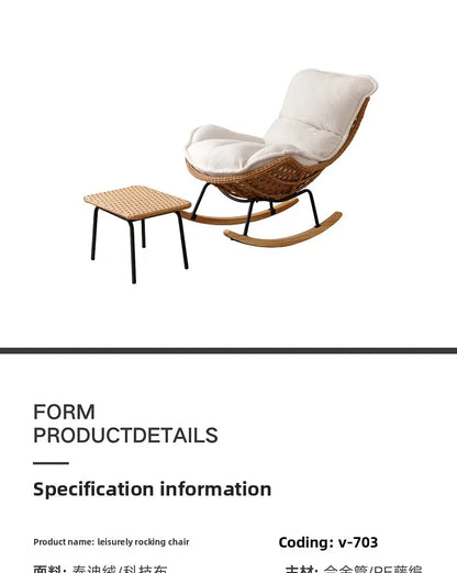 Modern Rocking Lounge Chair for Balcony Woven Rattan Lobster Chair Indoor Swing Seat Comfortable Single Sofa for Living Room