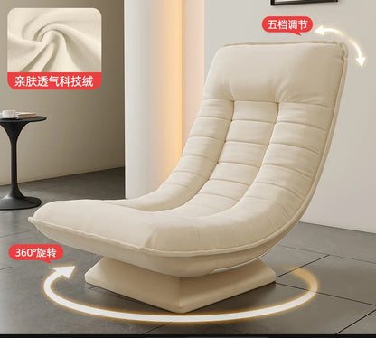 Fashion single sofa chair rotatable Italian light luxury living room balcony casual reclining sofa moon swivel chair