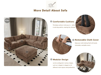 ATUNUS USA in Stock Drop Shipping Cloud Sofa Living Room Furniture Black Corduroy Modular Sectional Couch Sofa Set