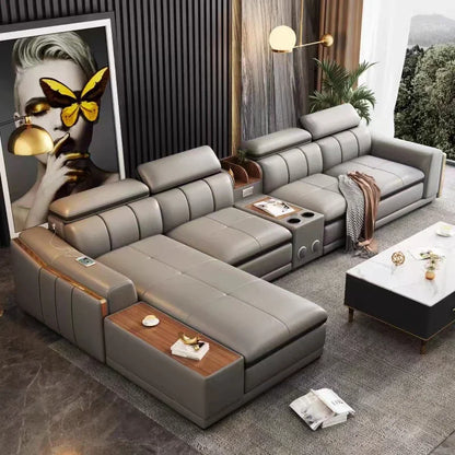 A Modern Sectional Leather Luxury Sofa Set Modular Furniture Home Multifunctional Living Room L Shape Corner Sofa