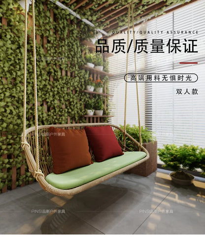 MJY hanging basket rattan chair single double swing sofa indoor cradle ceiling rattan chair