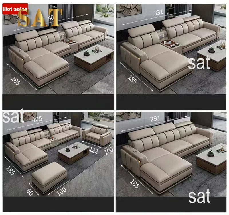 For Nordic 1 2 3  L Shape Luxury Leather Living Room Furniture Sectional Sofa Couch