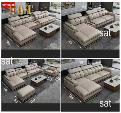 For Nordic 1 2 3  L Shape Luxury Leather Living Room Furniture Sectional Sofa Couch