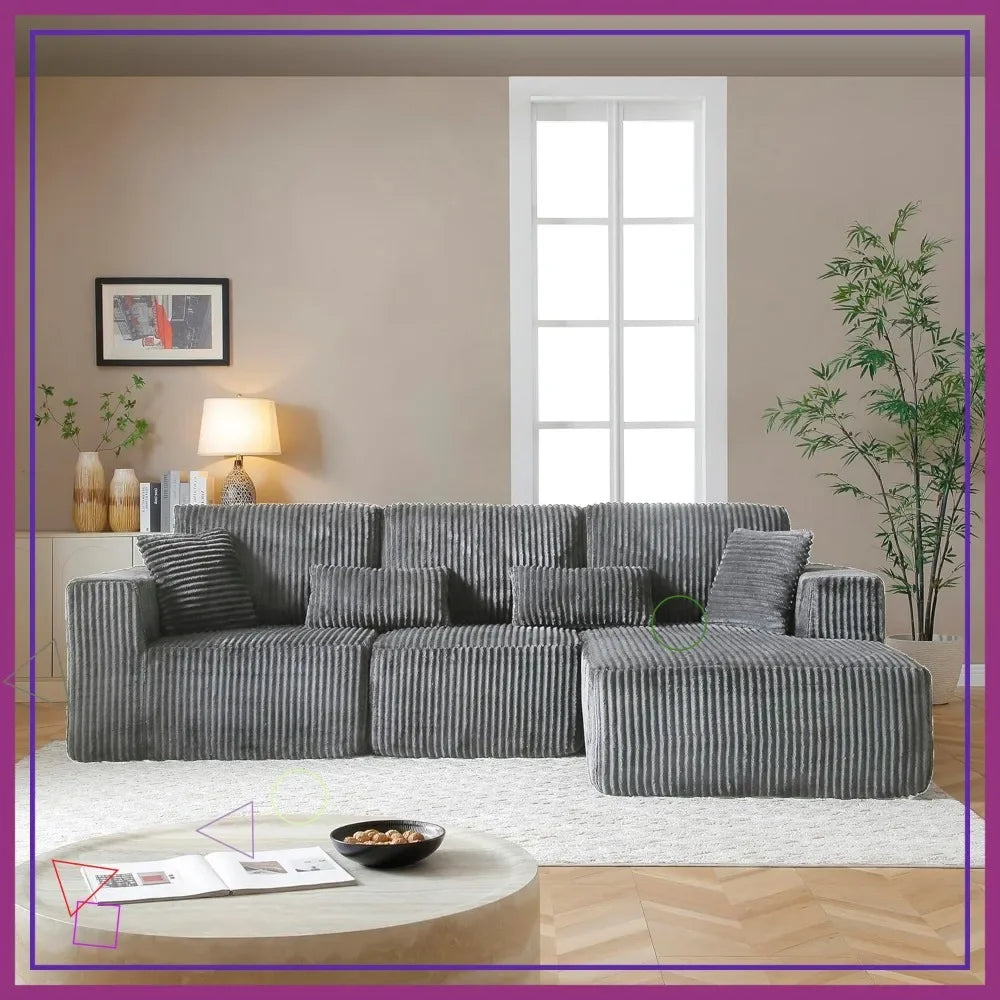 L-Shaped Modular Cloud Sofa with Chaise & Deep Seats