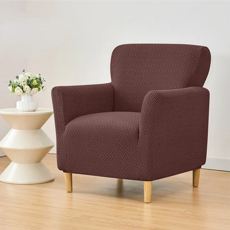 Jacquard Club Tub Sofa Cover Elastic Single Armchair Slipcover Stretch Spandex Chair Slipcover for Bar Counter Living Room