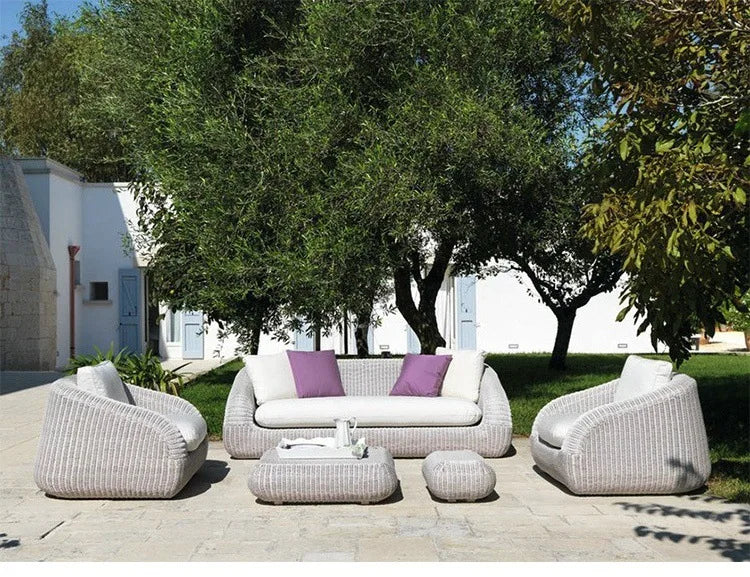 Outdoor courtyard rattan sofa rattan chair leisure sun room outdoor garden terrace round rattan sofa chair open-air furniture