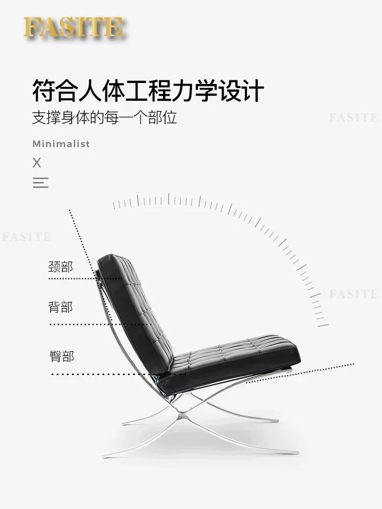 Barcelona chair Italian leather living room is very simple. Designer sofa chair balcony leisure simple fashion chair.