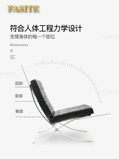 Barcelona chair Italian leather living room is very simple. Designer sofa chair balcony leisure simple fashion chair.