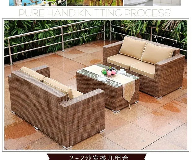 Outdoor Open-air Garden Sofas Hotel Backrest Modern Leisure Garden Sofas Balcony Pe Rattan Furniture Sofá Do Jardim MHHYSF