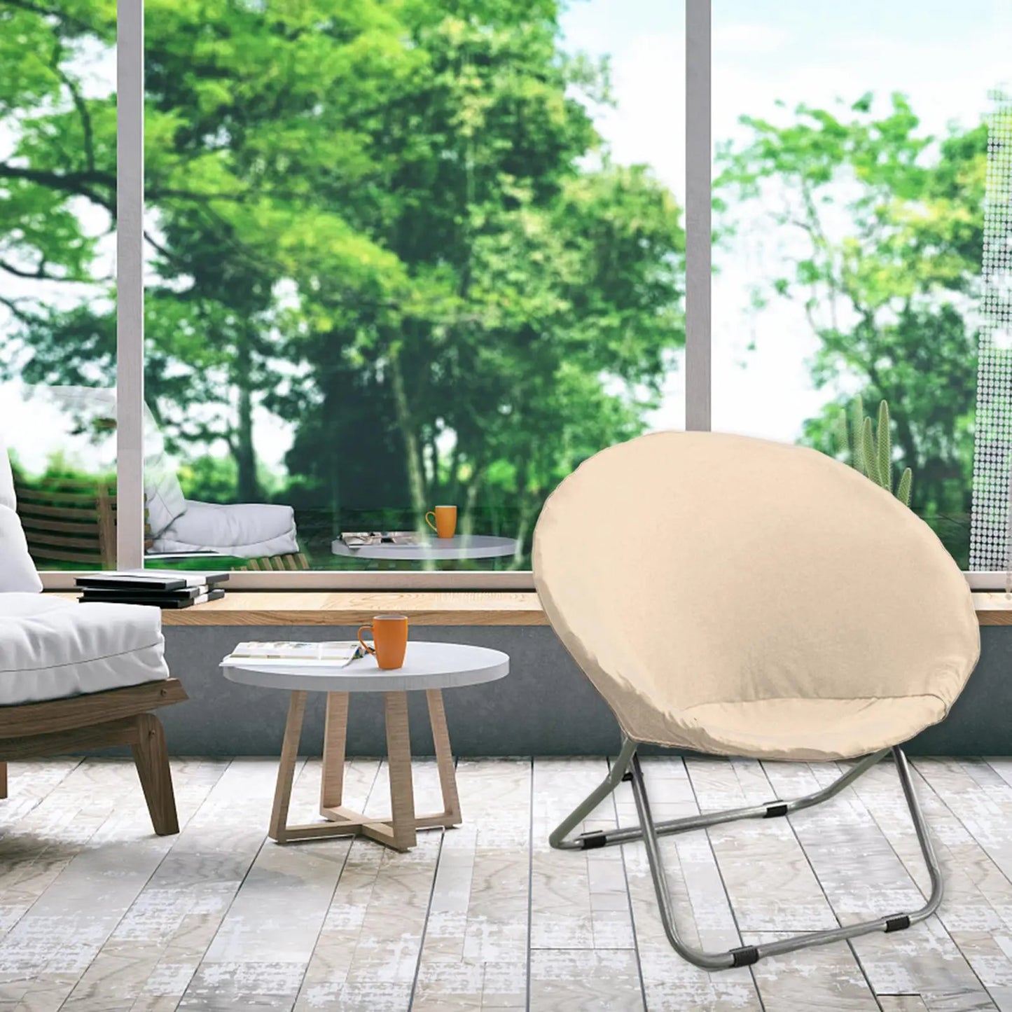 Round Saucer Chair Slipcover Stretchable Polyester Removable Soft Moon Chair Cover for Furniture Protection Living Room Adults