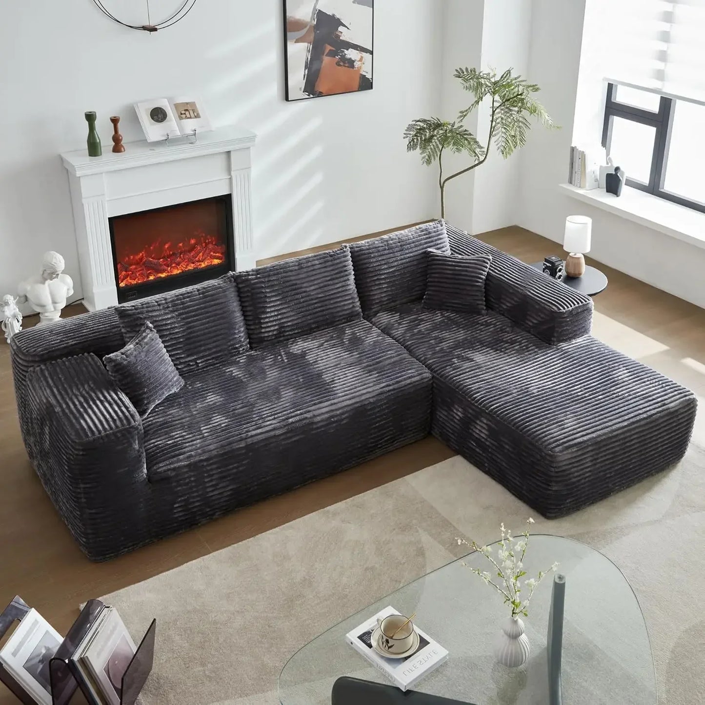 104'' L-Shape Modular Sectional Sofa Couch - Comfortable Upholstered Cloud Design Modern Minimalist Deep Seat Living Room Furnit