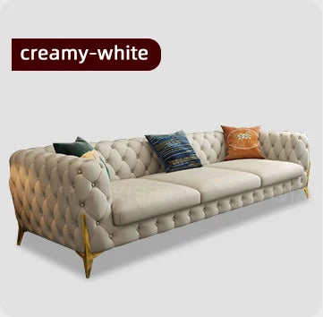 leather sofa setLight luxury sofa combination high-end living room furniture  Italian stainless steel modern art