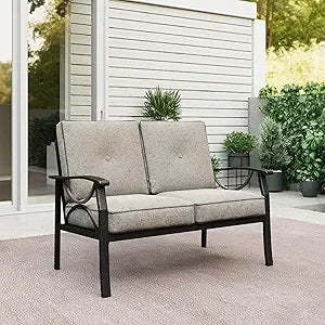 Outdoor Couch Aluminum Patio Furniture Sofa, 3 Seat All-Weather Metal Patio Couch with 5" Thick and Soft Cushion and Wide Arm, O