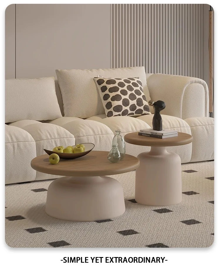 Modern Cream-style Coffee Round Table for Small Space Living Room Japanese Style Minimalist Furniture Living Room Side Table