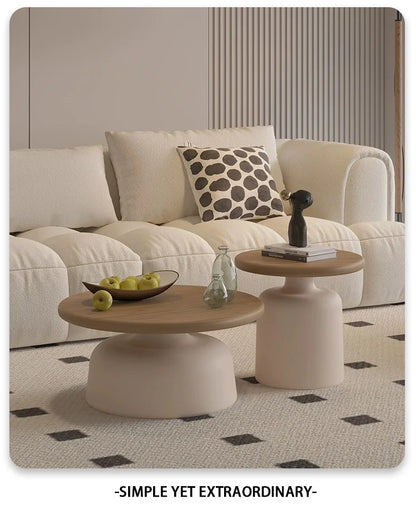 Modern Cream-style Coffee Round Table for Small Space Living Room Japanese Style Minimalist Furniture Living Room Side Table