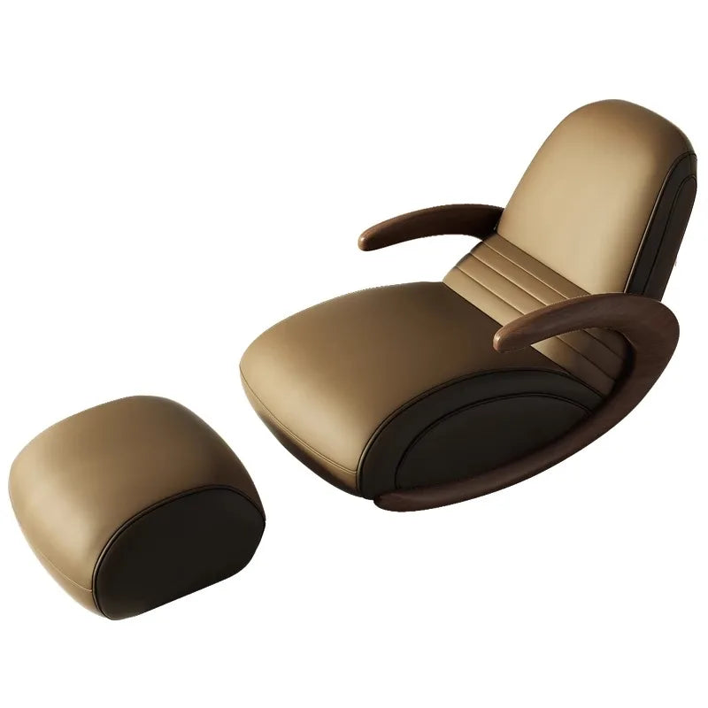 Accent Lazy Sofa Relax Armchairs Free-standing Home Lounge Balcony Furniture Modern Solid Wood Rocking Recliner Backrest Chair
