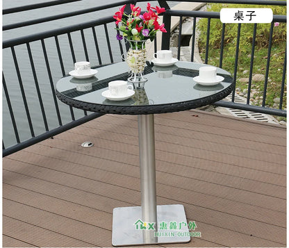 Outdoor leisure courtyard rattan chair five-piece combination outdoor villa open-air balcony creative storage home back chair