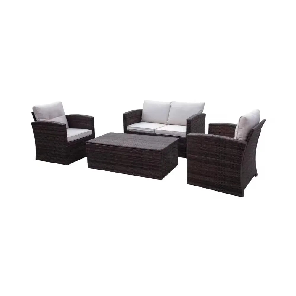 Modern Outdoor Rattan Sofa Set for Patio Balcony Living Room or Courtyard-Woven Wicker Chair Combination for Park Leisure
