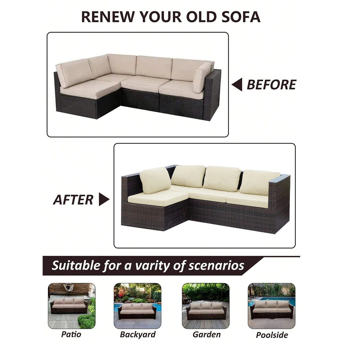 1pc Water-Reststant Polar Fleece Outdoor Sofas Covers, 230gsm Sofa Cushion Cover, Multiple Colors Available