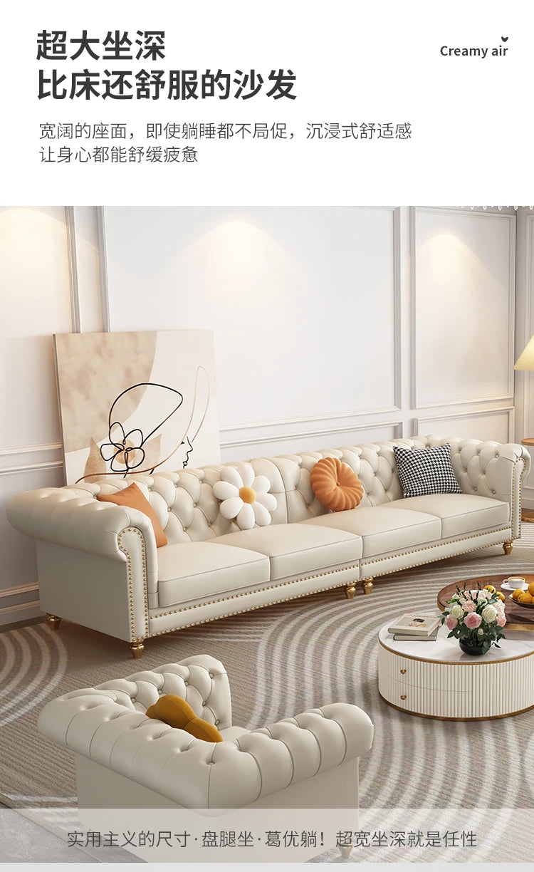 Designer Genuine Leather Sofas Fancy Living Room Lounge Floor Sofa Loveseat Modern Canape Salon De Luxe Apartment Furniture