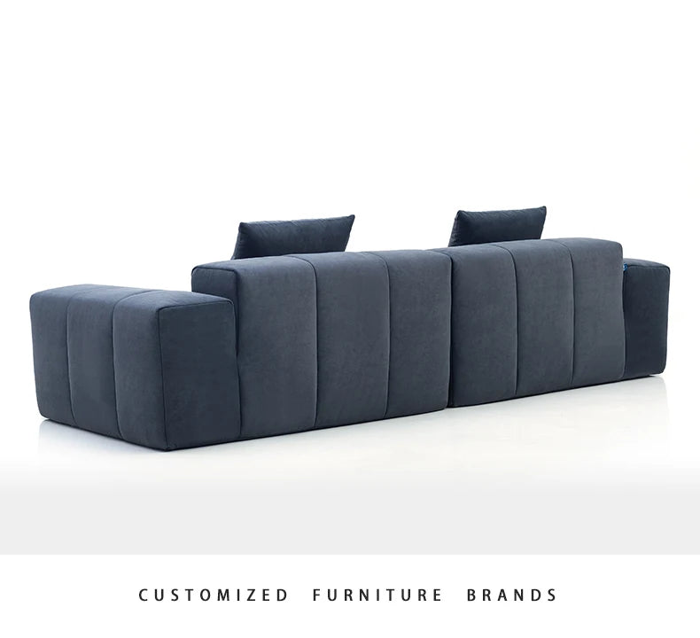 Full Sponge Compressed Fabric Sofa Modern Simple Living Room Couch Tofu Block Sofa Small Apartment Straight Row Combination Sofa