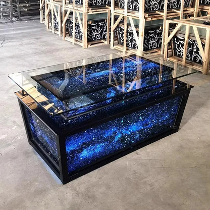 Luminous Tempered Glass Coffee Table Custom Color Size Coffee Table Display Design salon Wohnzimmer Tisch Home Accessories