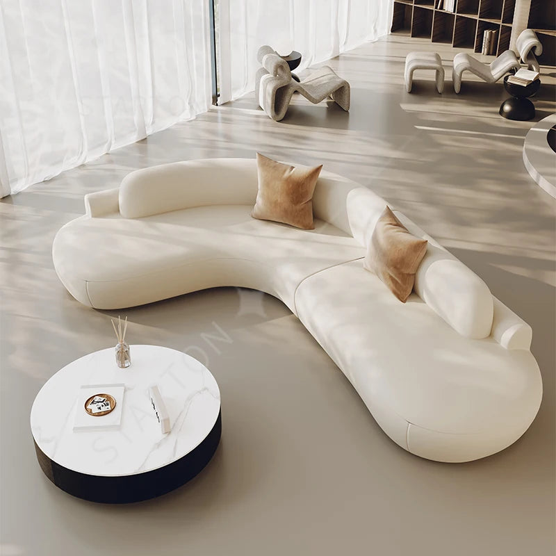 White Minimalist Comfortable Large Size Living Room Sofas Terrace Furniture