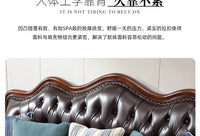 4*American all-solid wood leather sofa European double triple retro modern simple