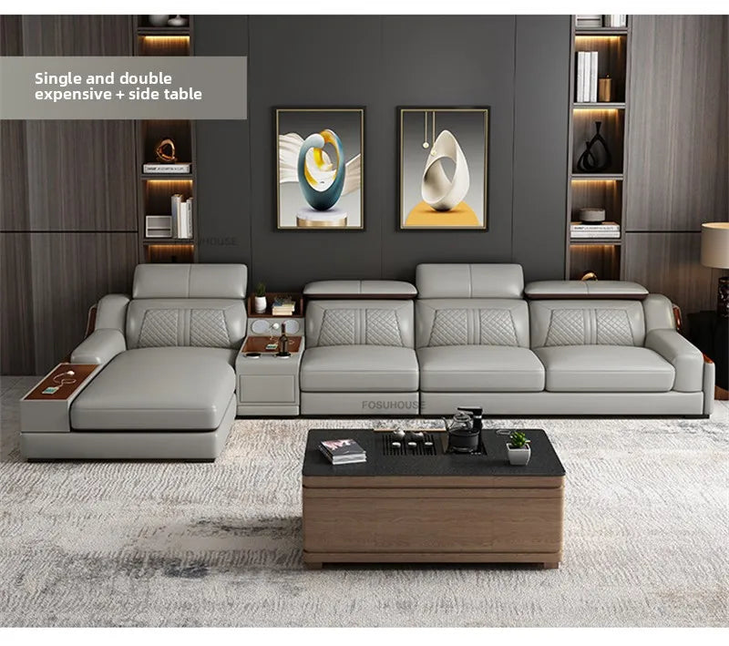 Italian Light Luxury Living Room Sofas Combination Nordic Double Sofas for Living Room Home Furniture Designer Leather Back Sofa