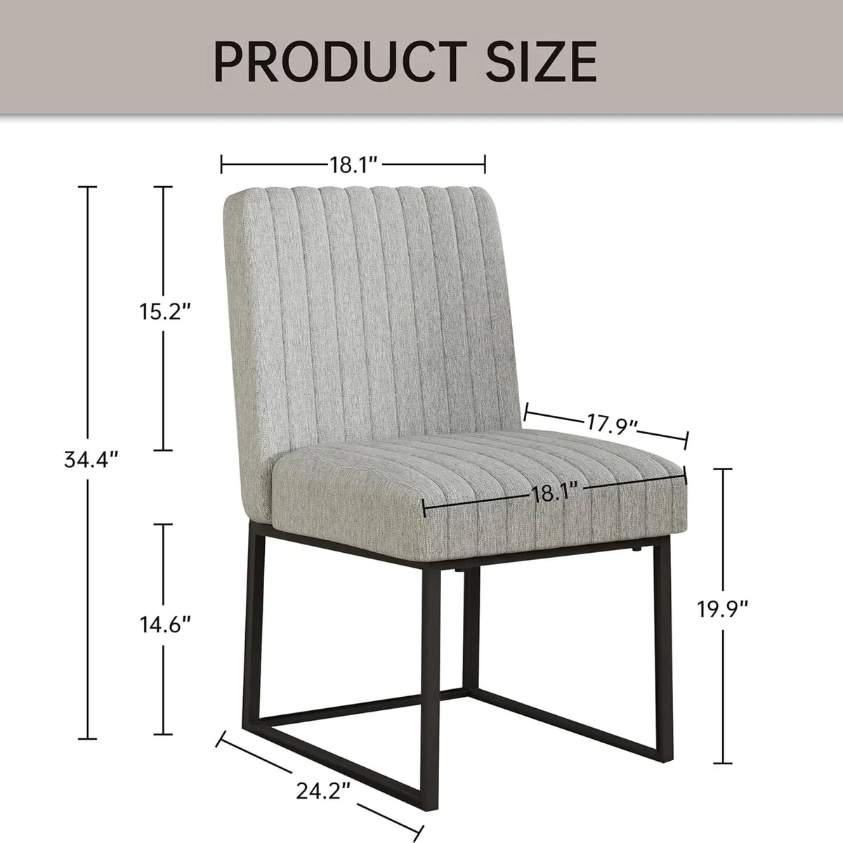 Upholstered Dining Chairs Set of 4, Modern Dining Room Chairs with Stripe, Linen Kitchen Chair Dinner Chair with Black Met